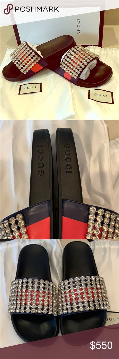 gucci slides with rhinestones|Gucci slides clearance.